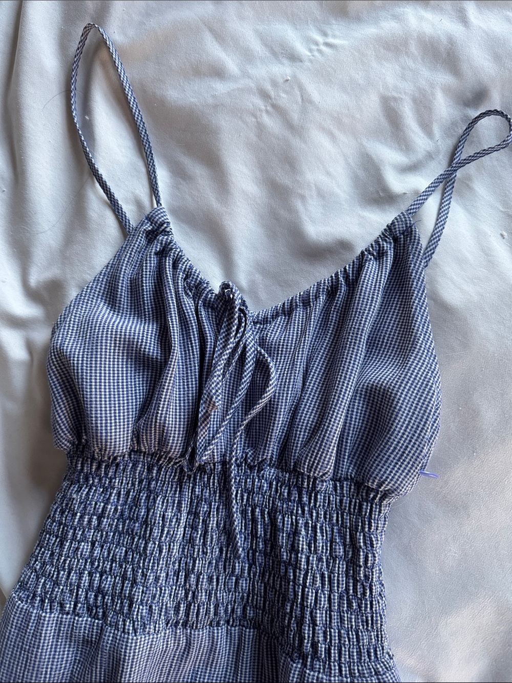 Rouje Lavender-Blue Smocked Waist Slip Dress